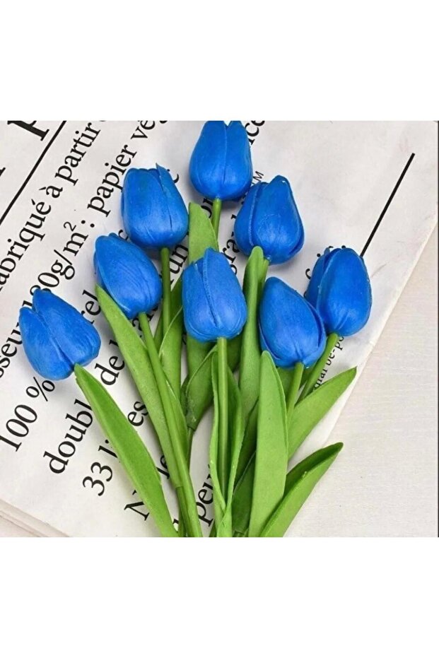 8 قطع من Saks Blue - توليب صناعي مبلل وملمس واقعي