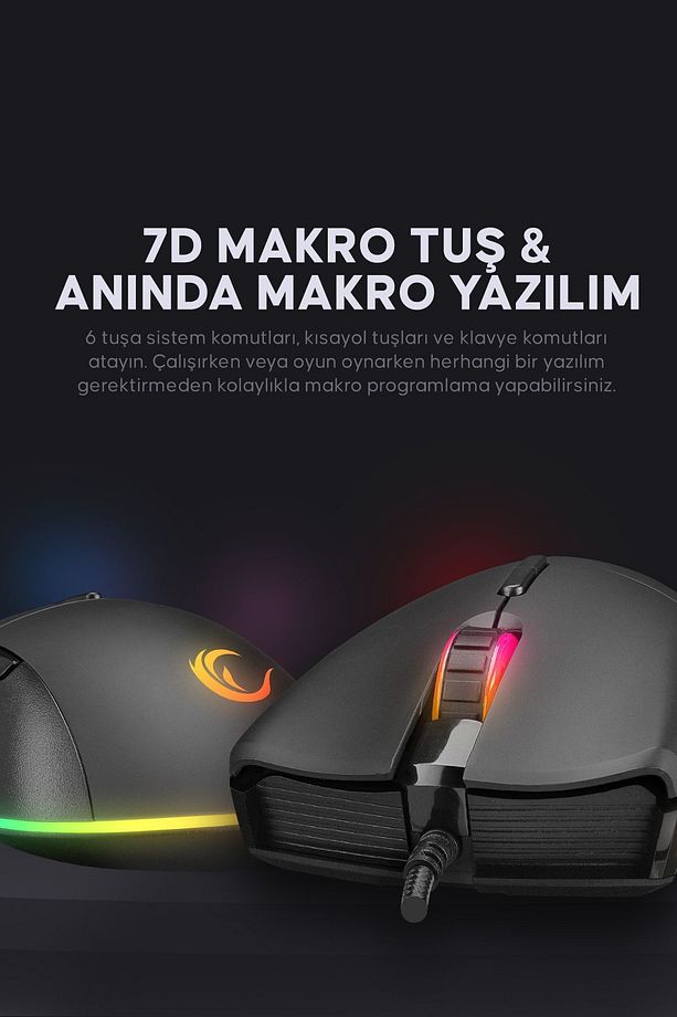 Smx-r21 Compact Usb Siyah Rgb Ledli Makrolu 12800dpi / 1000hz Drag Click Gaming Oyuncu Mouse - 4