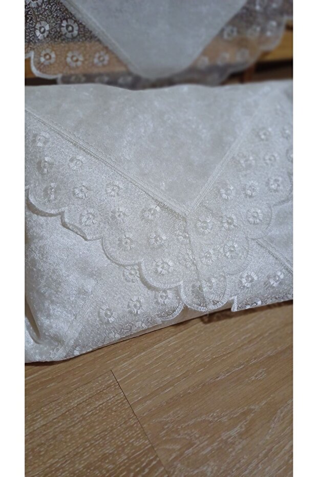 Bride and Groom's Bridal Gift Set, Velvet, Wide, Guipure Lace , 90*90cm, Engagement, Wedding, Dowry Gift Set