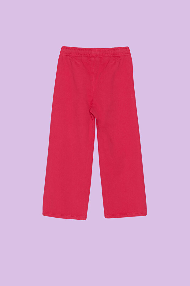 Fuşya Kız Çocuk Pamuklu Beli Lastikli Pantolon Jean TKDSS24PL00002 - 4