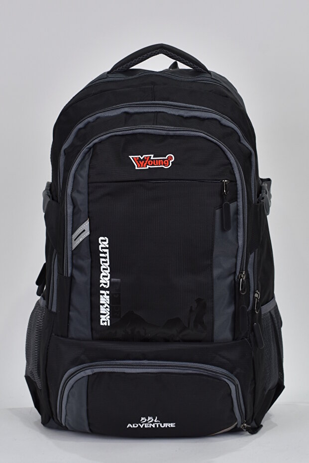Young Ultra Light Luxury Fabric Multi-Compartment Daily Mountaineer Backpack Black 55 Liter 51505