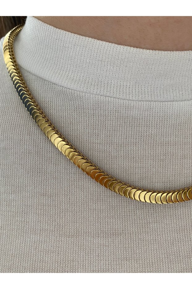 Sequential Half Ring Steel Non-Tarnishing Women's Gold Necklace