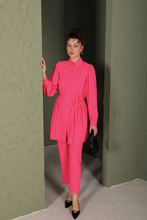 طقم قميص كريب فوشيا - موديل أساسي 53-212 - 1