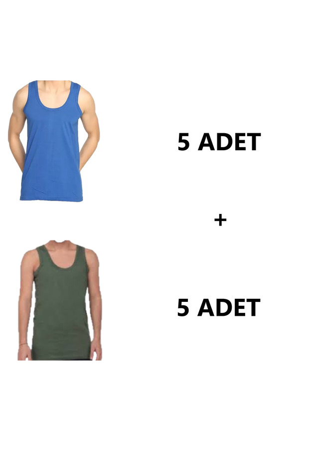 10-Piece Men's Undershirts – Value Pack (Green, Blue)