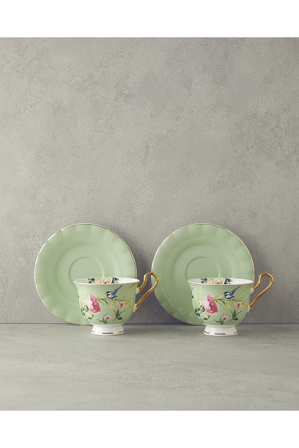 Vanilla New Bone China 4 Parça 2 Kişilik Fincan Takımı Açık Yeşil - 3