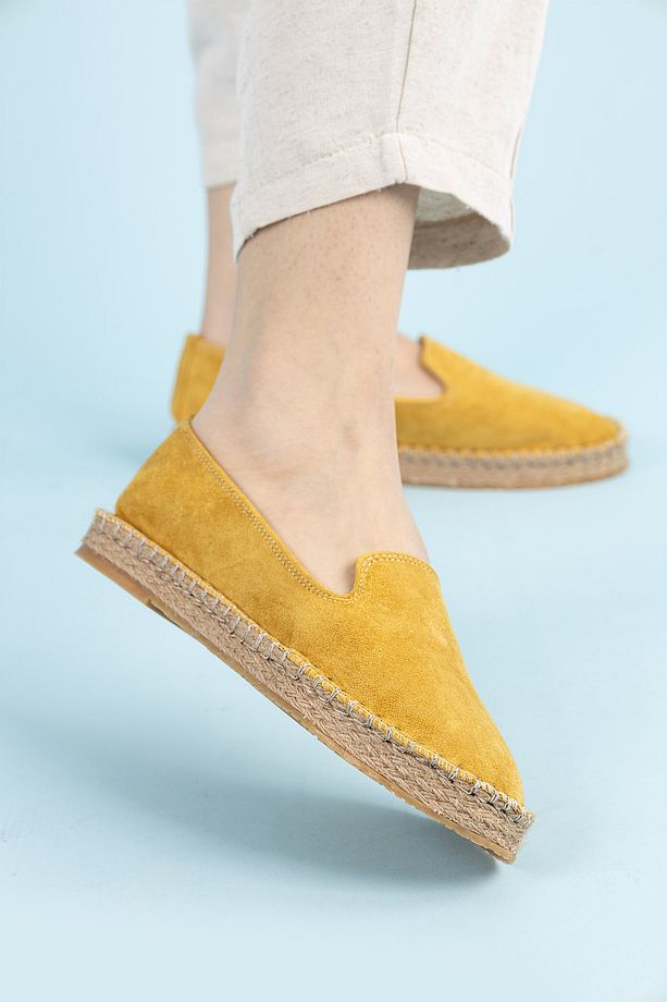 Yuna Kadın Süet Sarı Espadril Ayakkabı - 6