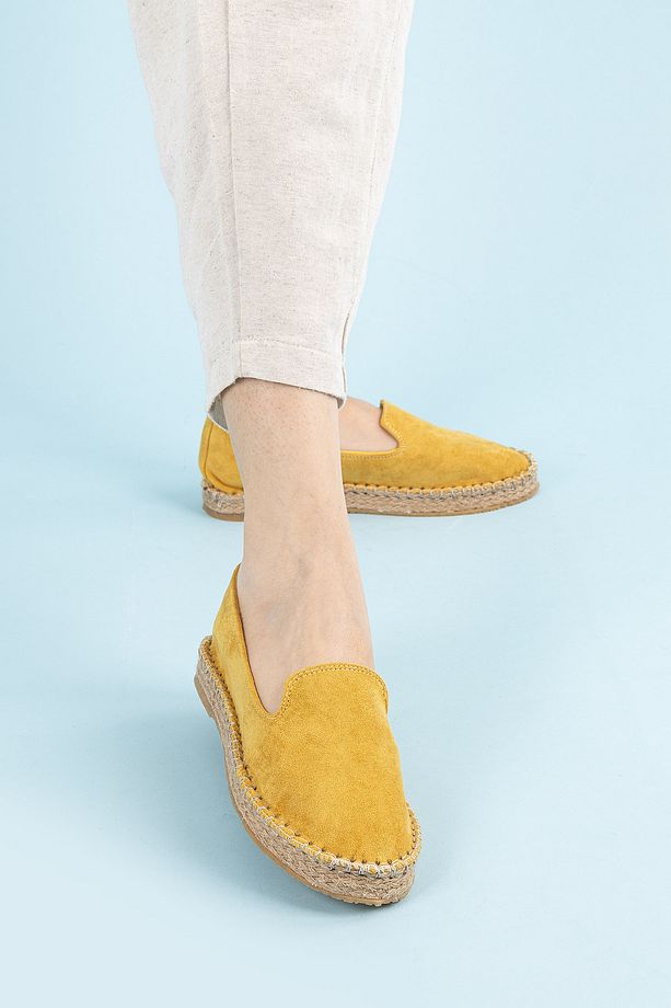 Yuna Kadın Süet Sarı Espadril Ayakkabı - 4