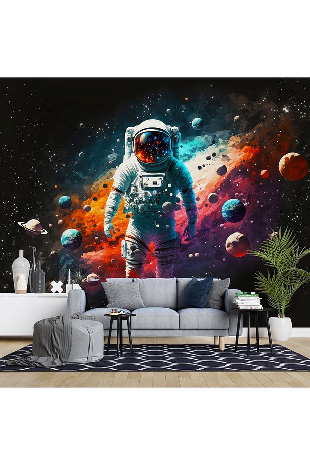 3 Boyutlu Duvar Kağıdı,Astronot Duvar Resmi,Genç Odası Duvar Posteri - 3
