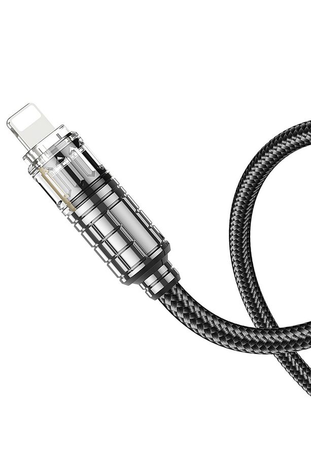 İphone Serisi Uyumlu 1.2 2.4 Amper Destekli USB to Lightning Şarj Data Kablosu Kristal Şeffaf Uç - 3