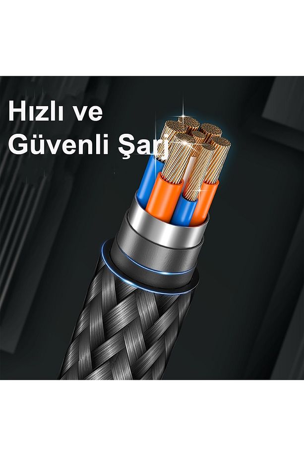 İphone Serisi Uyumlu Usb 3.0 to Lightning 1 Metre Tel Örgü 60W Usb Data Şarj Kablosu - 6