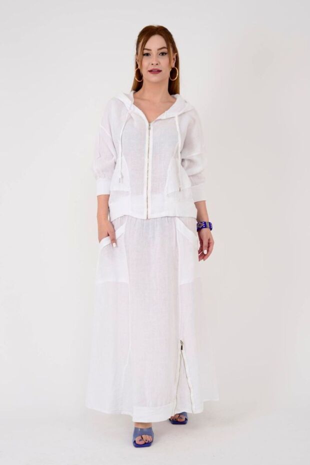 WOMEN'S ITALIAN LINEN JACKET SKIRT SET