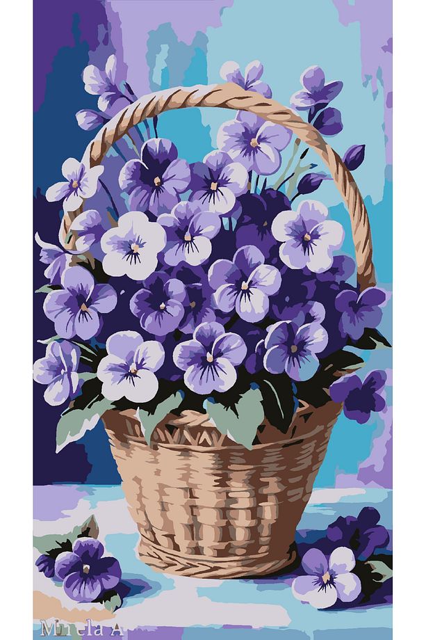 Sayılarla Boyama Tuval Seti Fırça Boya Dahil (çıtalı) 3x50 Cm - MOR ÇİÇEK - 3