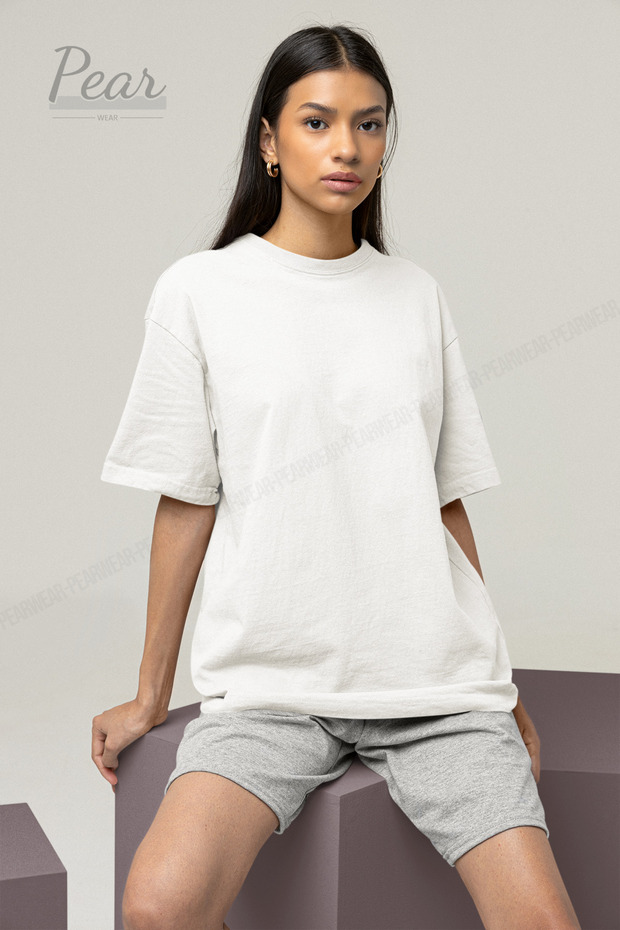 Women's Cotton Oversize T-Shirt Crew Neck T-Shirt