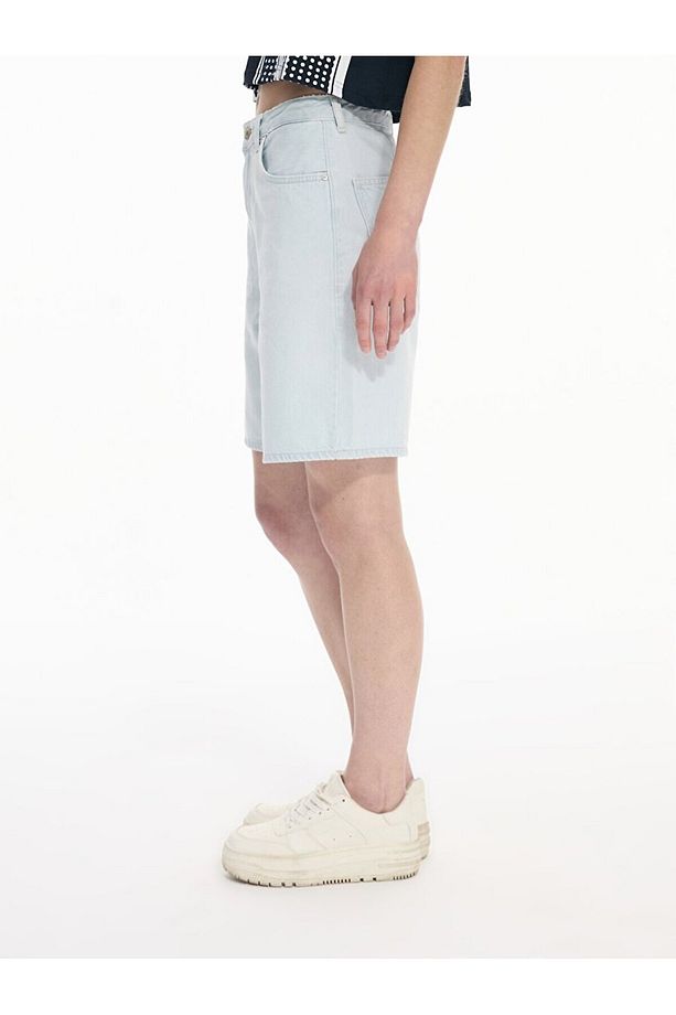 Lores X Yüksek Bel Comfort Jean Şort Şort - 4