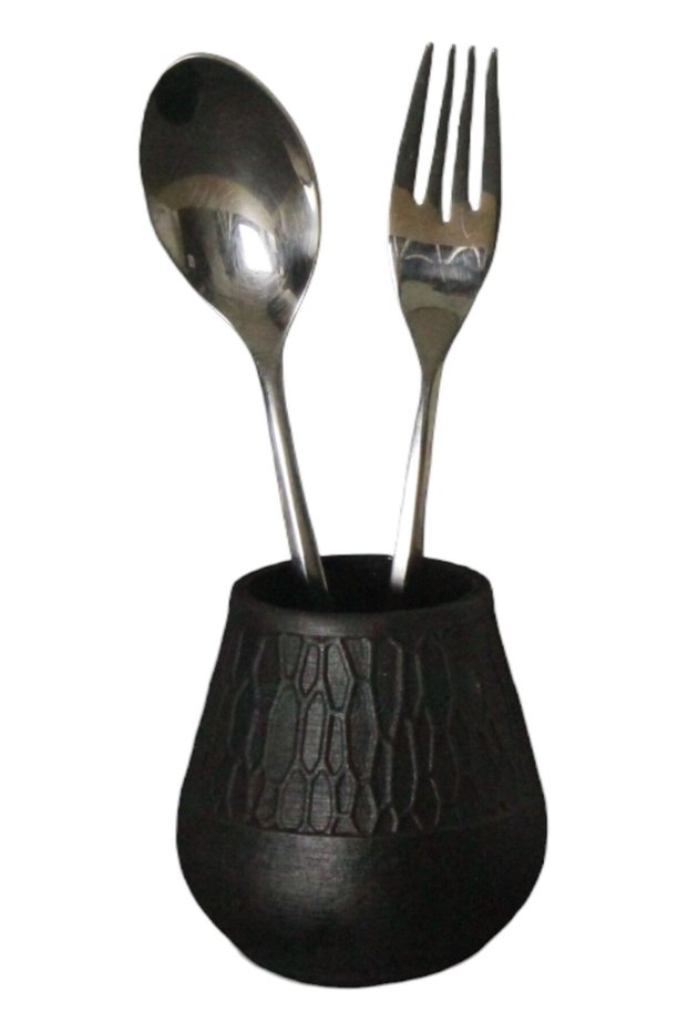 Countertop Cutlery Decorative Upright Cutlery Holder Cylinder Cutlery Black Color Model 3