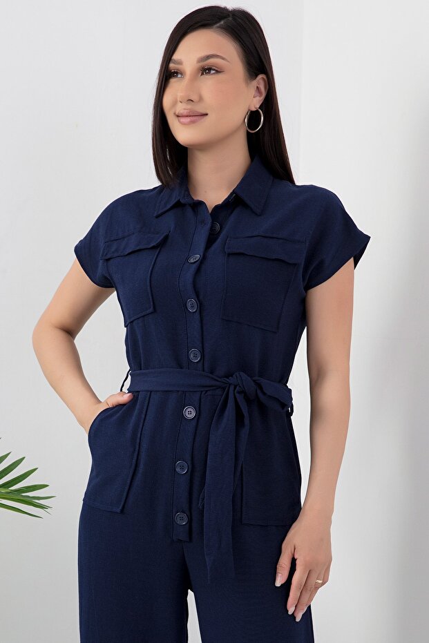 Cepli Kemerli Düğmeli Tulum 950-2980 - 2