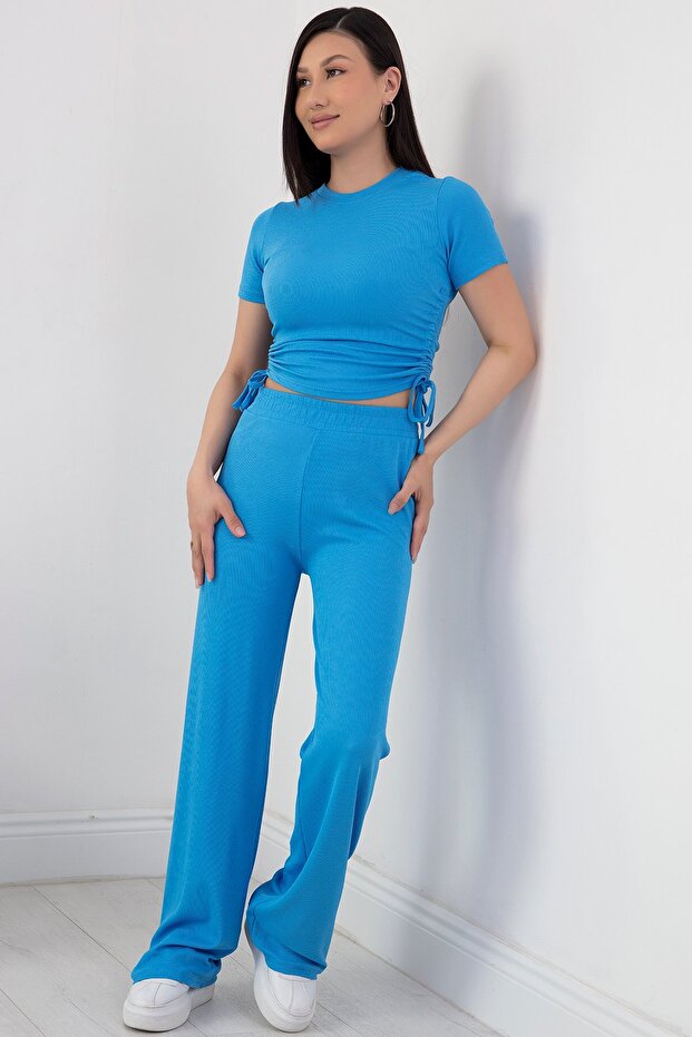 Crop Cut Side Gathered Double Set - 6775 - 5