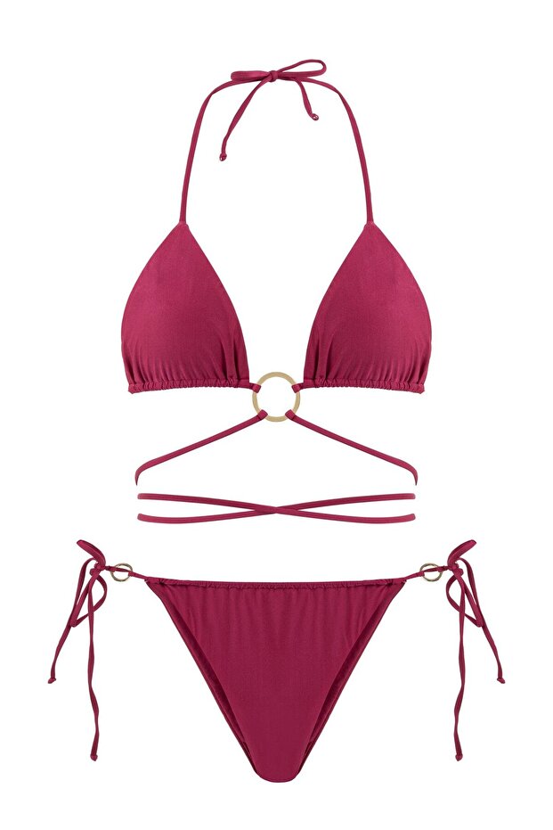 طقم بيكيني برباط مثلث فوشيا - 1