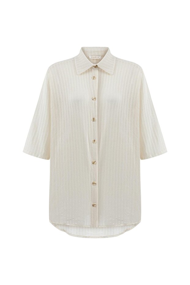 Beige Knitwear Beach Shirt