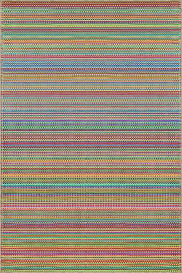 Multicolored Modern Striped Patterned Woven Base Washable Carpet Miravip8403