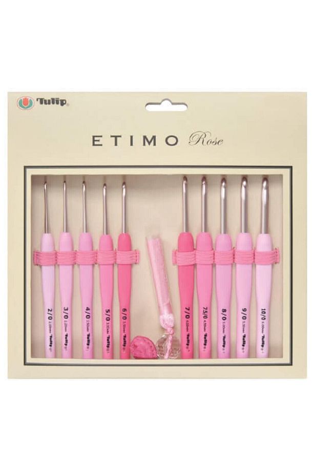 Etimo Rose 10'lu Pembe Yün Tığ Seti - 3