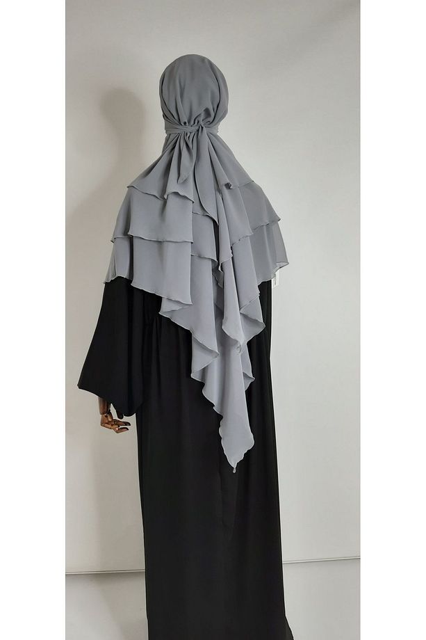 3 katlı multi sifon sufle esarp ( orta boy ) hijap gri - 5