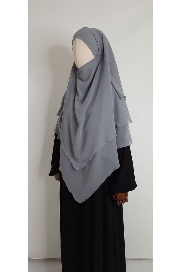 3 katlı multi sifon sufle esarp ( orta boy ) hijap gri - 2