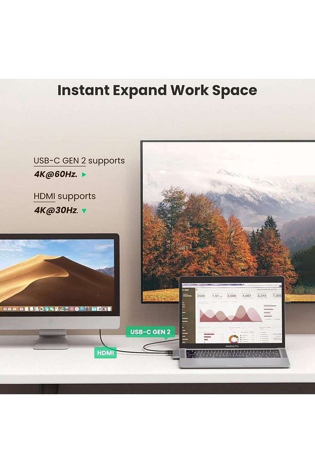 Macbook Için Type-c Usb Hdmı Thunderbolt 3.0 Dönüştürücü Hub - 5