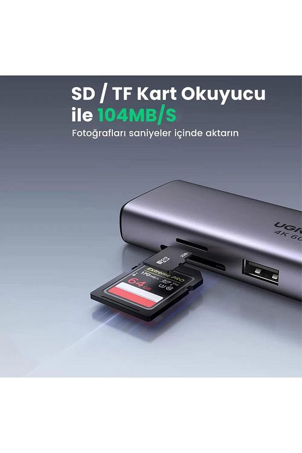 Type C To Pd 100w Hdmı Rj45 Usb Sd Micro Sd Dönüştürücü Hub - 6