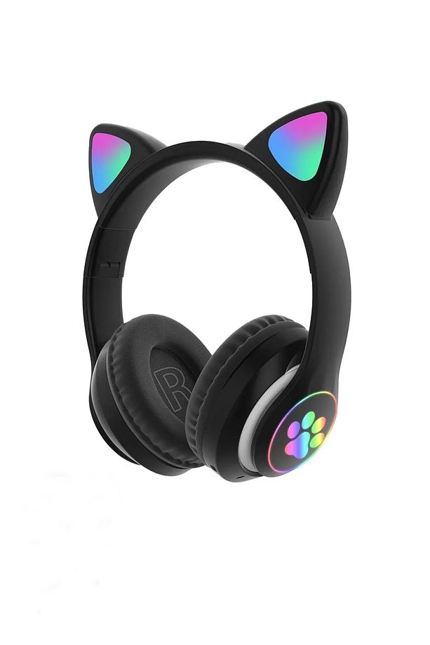 Siyah Kedi Kulak Üstü Kablosuz Bluetooth Kulaklık Stn-28 - 1