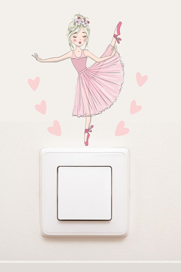 ملصق مقبس ديكور راقصة الباليه الوردي - 1