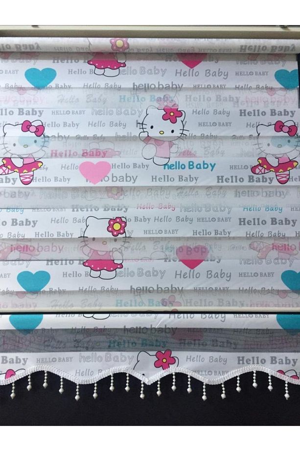 Hello Kitty Desenli Boncuklu Zebra Stor Perde - 3