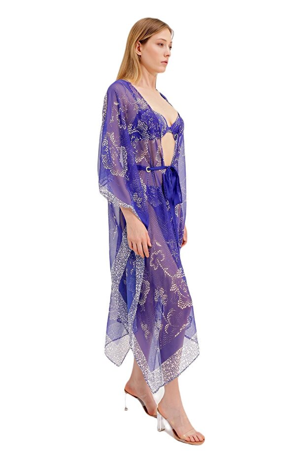 Zeki Desenli Mor Elbise - 3