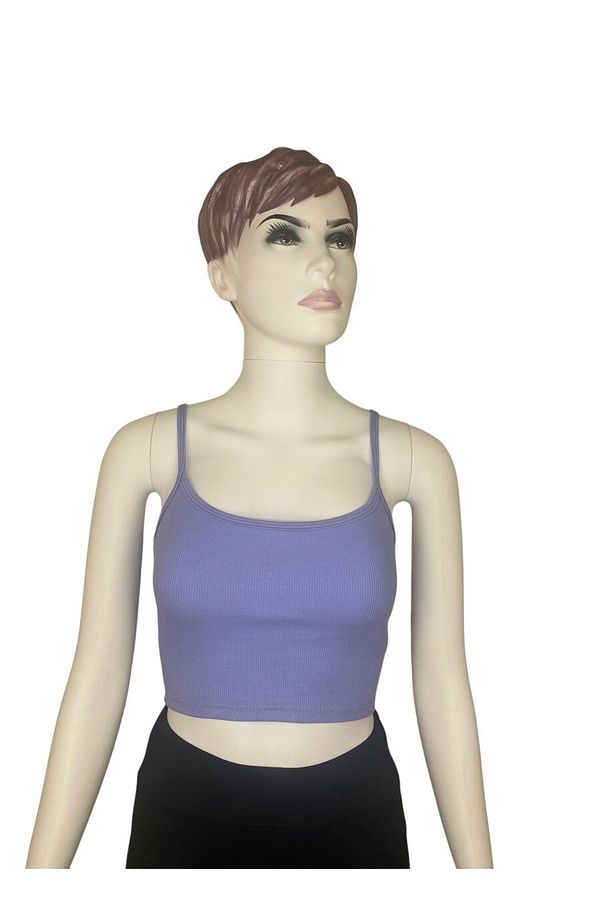 İp Askılı Fitilli Pamuk Örme Kısa Crop Atlet 40 cm - 2