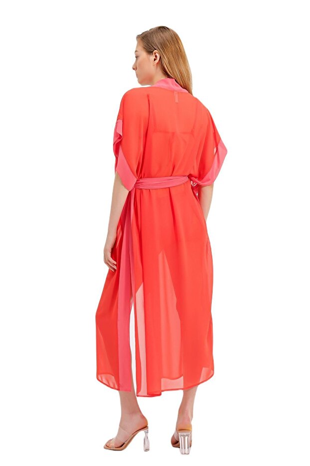 Zeki Şifon Turuncu Elbise - 4