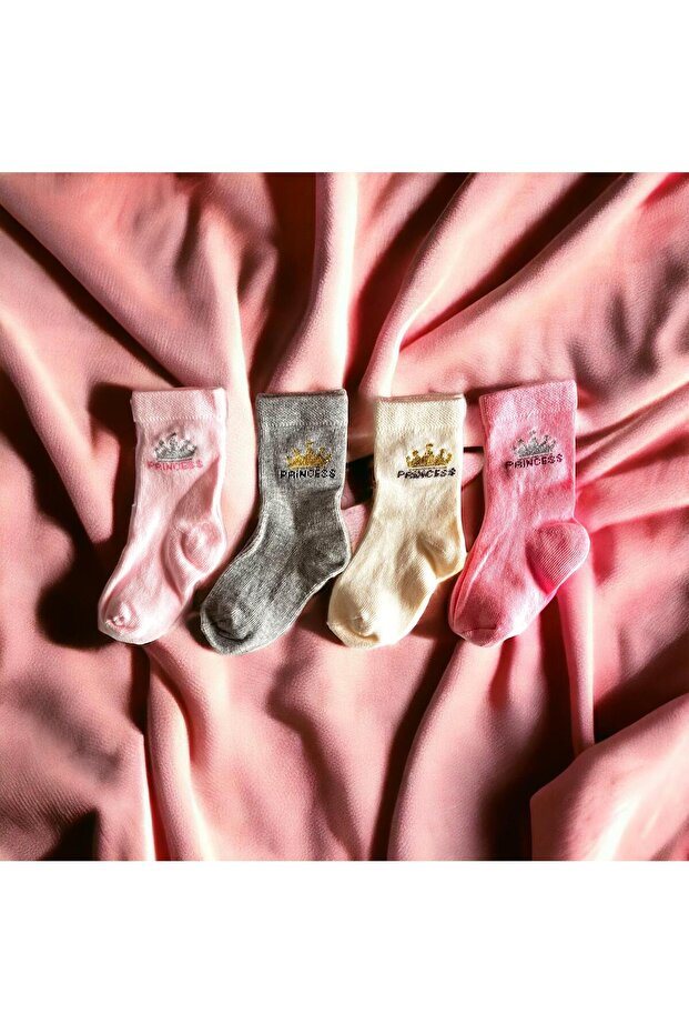 Princess Written Patterned Socks (4Pairs) - 1