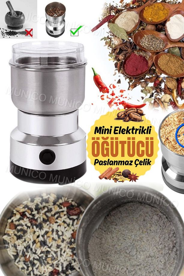 Elektrikli Paslanmaz Çelik Kahve Çekirdeği Öğütücü Ev Mutfak Mini Bakliyat Kahve Öğütücü Makinesi - 9