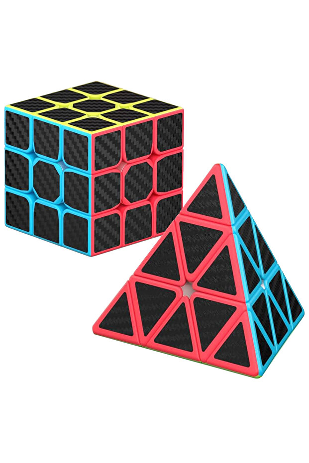 2Set Professional Qy Speed Corbon Fiber Cube Vip Set of 2 Pyramid Brainy Cube 3X3 Brainy Cube Cube