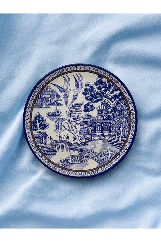 Japon Etnik Desenli Mavi Duvar Tabağı Dekoratif Bahçe Balkon Mutfak Salon Duvar Süsü No:81 - 1
