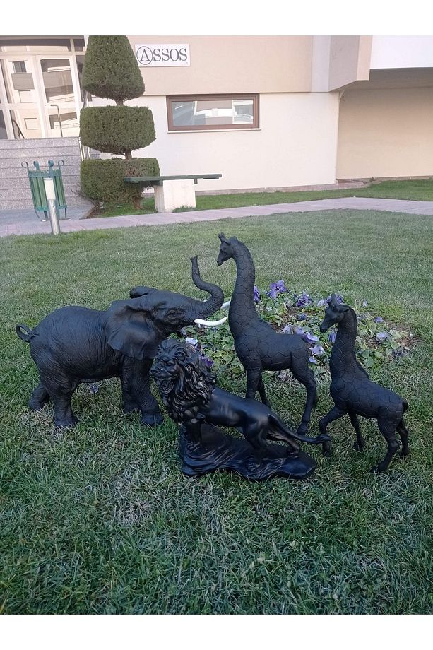 Safari Hayvanları Heykelleri, Aslan, Fil, Zürafa Heykeli, Vahşi Hayvan Heykeli, Polyester Heykel - 6