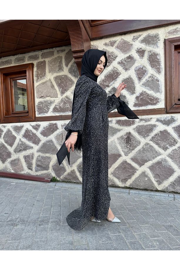 Pıt pıt kumas simli elbise - 6
