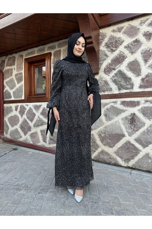 Pıt pıt kumas simli elbise - 4