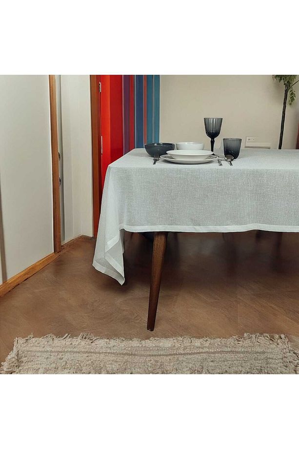 Gri Ince Polyester Tül Masa Örtüsü(LM) - 1