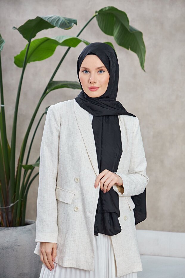 Jacquard Patterned Houndstooth Shawl - 1