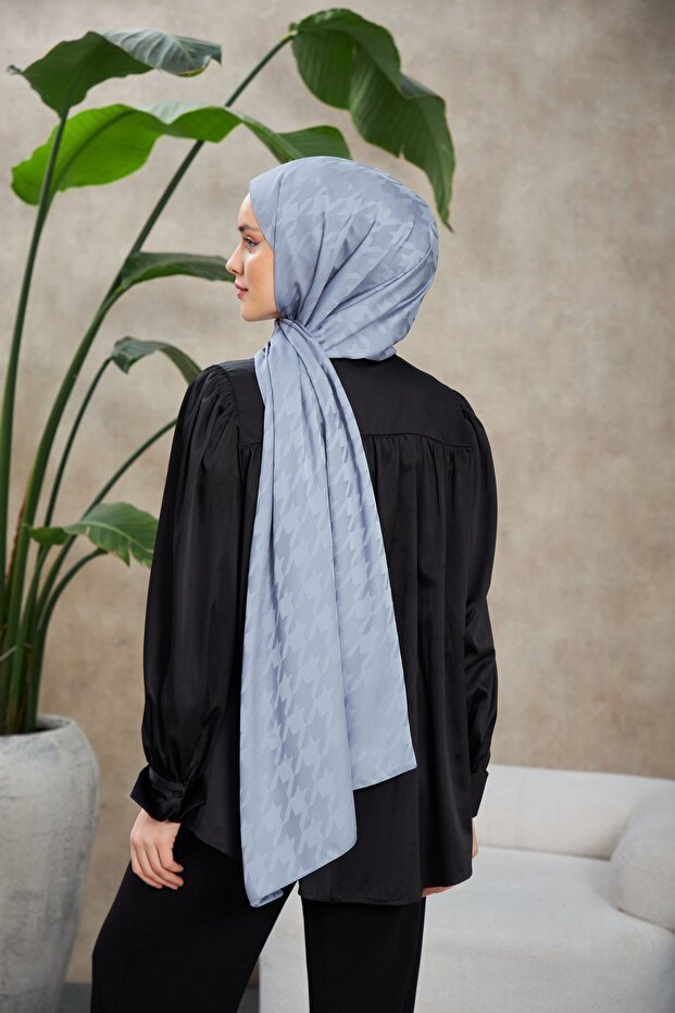 Jacquard Patterned Houndstooth Shawl - 2