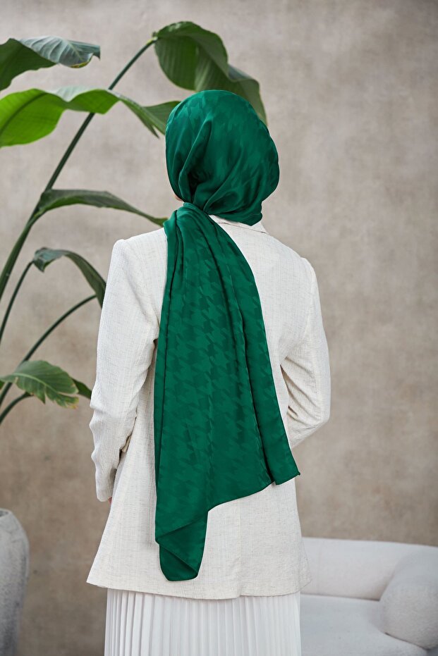 Houndstooth Pattern Jacquard Shawl - 2