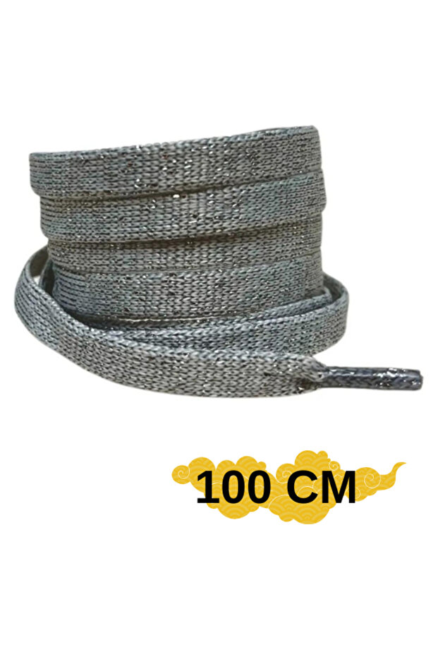 100 cm Silver Glittery Grey Flat Shoe Laces, 1 Pair, Shoelaces