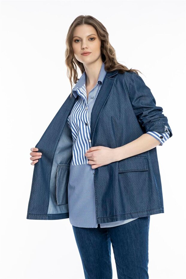 سترة جينز منقوشة بنقاط - 2