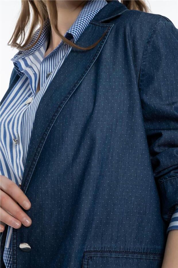 سترة جينز منقوشة بنقاط - 4