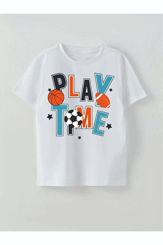 تي شيرت للأولاد مطبوع عليه PLAY TIME